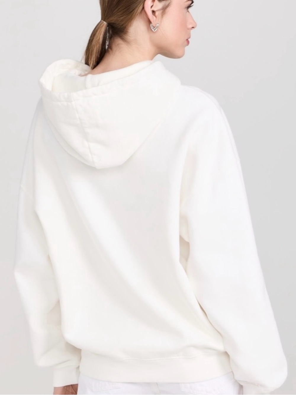Anine Bing Harvey Sweatshirt - Ivory With Dark Sage Size L - Picture 2 of 6